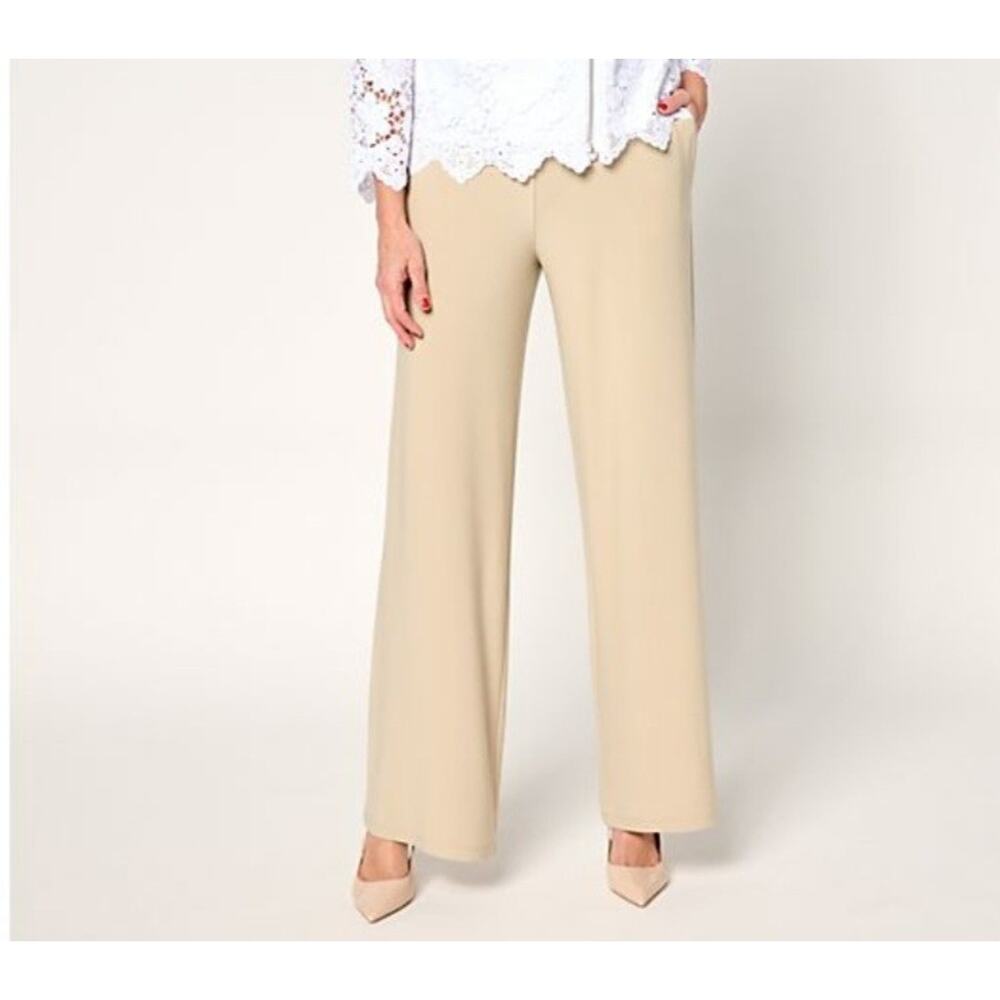 Susan Graver Size XL Soft Taupe Luxe Wide Leg Pant A685227 NWOT